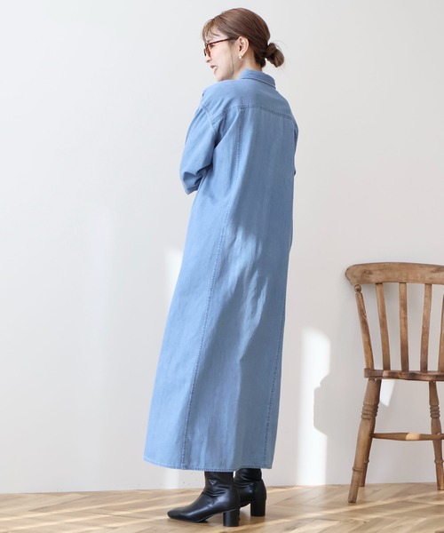 AMERICAN HOLIC（アメリカンホリック）の「Wポケットシャツワンピース（ワンピース・レディース・カーキ/ライトインディゴブルー/ベージュ・M/L）」の18枚目の写真