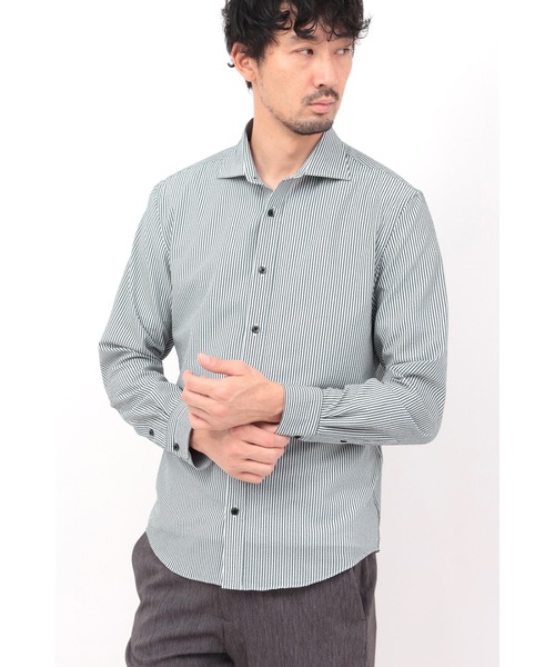 HIGH STREET（ハイストリート）の「HIGH STREET∴2WAYサッカーカッタウェイシャツ（シャツ/ブラウス・メンズ・ブラック/グレー系その他/ホワイト・S/L/M/LL）」の3枚目の写真