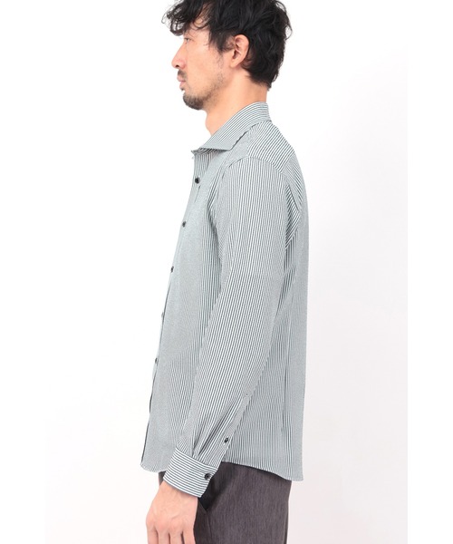 HIGH STREET（ハイストリート）の「HIGH STREET∴2WAYサッカーカッタウェイシャツ（シャツ/ブラウス・メンズ・ブラック/グレー系その他/ホワイト・S/L/M/LL）」の5枚目の写真