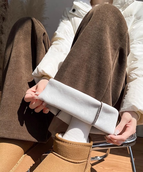 MILAE(ミレ)の「裏起毛ハイウエストタックワイドパンツ(その他パンツ・レディース・ブラウン/オフホワイト/ブラック/ダークグレー・M/L)」の17枚目の写真