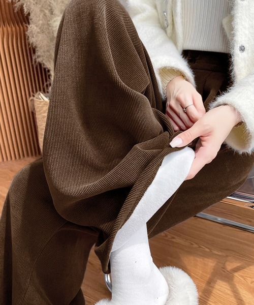 MILAE(ミレ)の「裏起毛ハイウエストタックワイドパンツ(その他パンツ・レディース・ブラウン/オフホワイト/ブラック/ダークグレー・M/L)」の19枚目の写真