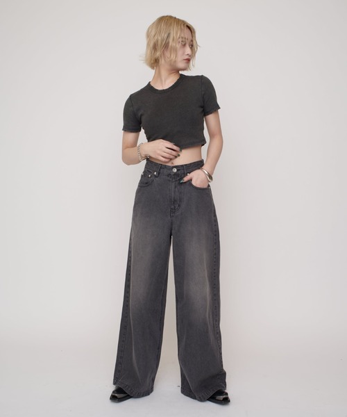 Lui's（ルイス）の「【mi-企画】ワイドデニムパンツ（デニムパンツ・レディース・グレー/ブラック・S/M）」の15枚目の写真