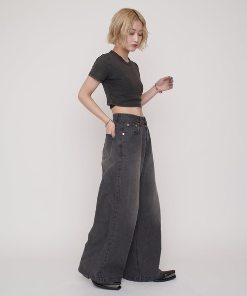 Lui's（ルイス）の「【mi-企画】ワイドデニムパンツ（デニムパンツ・レディース・グレー/ブラック・S/M）」の16枚目の写真