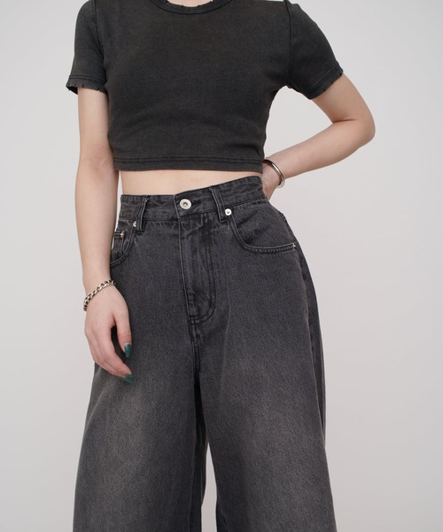 Lui's（ルイス）の「【mi-企画】ワイドデニムパンツ（デニムパンツ・レディース・グレー/ブラック・S/M）」の18枚目の写真