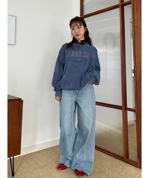 LILY BROWN(リリーブラウン)の「【LILY BROWN × ANNA SUI】ワイドデニムパンツ(デニムパンツ・レディース・ライトブルー/ブラック/パープル・1/0)」の10枚目の写真