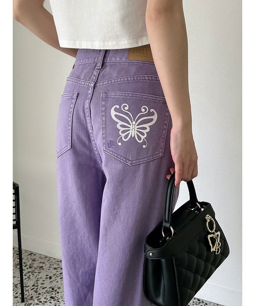 LILY BROWN(リリーブラウン)の「【LILY BROWN × ANNA SUI】ワイドデニムパンツ(デニムパンツ・レディース・ライトブルー/ブラック/パープル・1/0)」の13枚目の写真