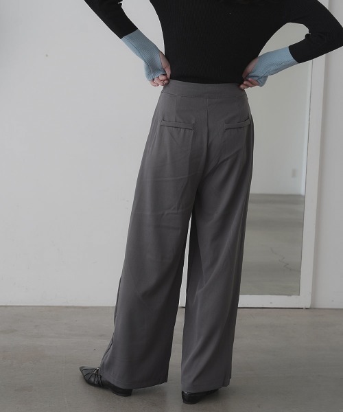 Clum(クルム)の「2tuck wide slacks pants / 2タックワイドスラックスパンツ(スラックス・レディース・ブラック/グレー・SMALL/MEDIUM)」の19枚目の写真