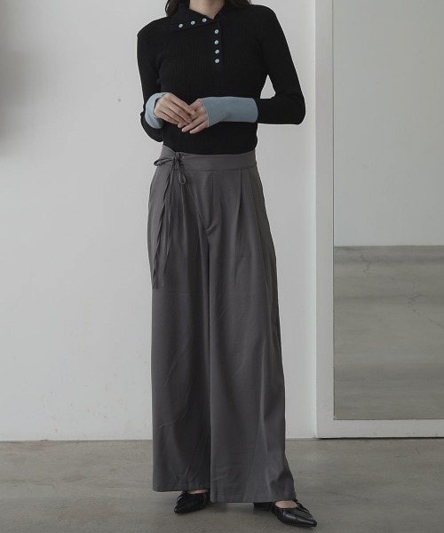 Clum(クルム)の「2tuck wide slacks pants / 2タックワイドスラックスパンツ(スラックス・レディース・ブラック/グレー・SMALL/MEDIUM)」の22枚目の写真