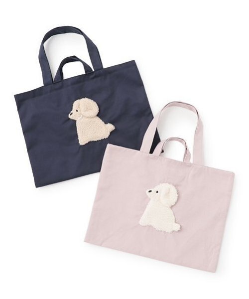 petit main（プティマイン）の「DOGアップリケレッスンバッグ（トートバッグ・キッズ・ネイビー/ピンク・F）」の7枚目の写真