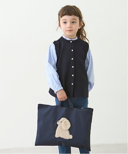 petit main（プティマイン）の「DOGアップリケレッスンバッグ（トートバッグ・キッズ・ネイビー/ピンク・F）」の13枚目の写真