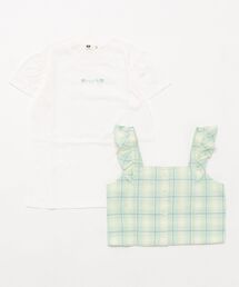 チェックビスチェ付き半袖Tシャツセット(100～160)