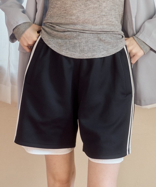 Birthday room（バースデイルーム）の「レイヤードサイドラインハーフパンツ/layerd side half pants（その他パンツ・レディース・オフホワイト/ネイビー・FREE）」の8枚目の写真