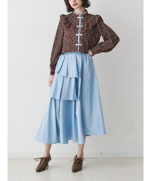 期間限定7/13頃まで　エジプト　ベリーダンス　青黒　フリルスカート　未使用美品 クレイジーチェックフリルスカート[品番：MKSW0052227]｜jouetie