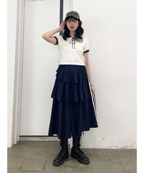 セール】アシメラインフリルフレアスカート 夏服（スカート