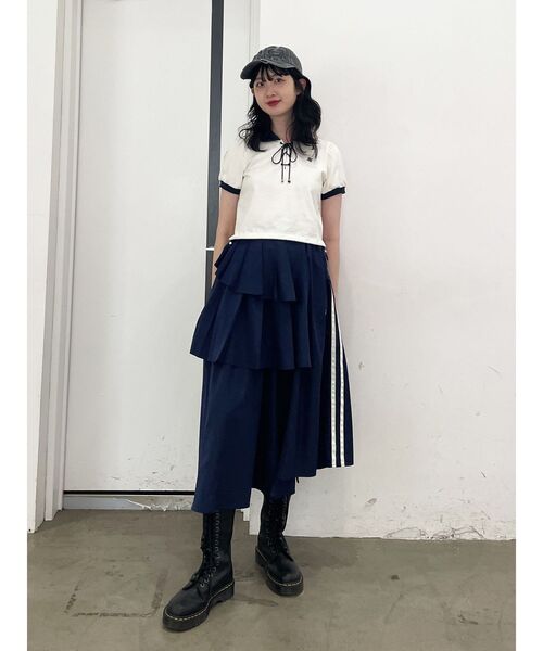 セール】アシメラインフリルフレアスカート 夏服（スカート