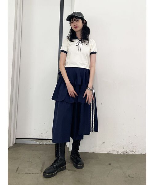 セール】アシメラインフリルフレアスカート 夏服（スカート