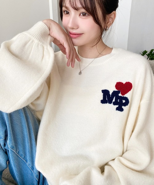 セール】ハートワンポイントロゴニットプルオーバー（ニット/セーター