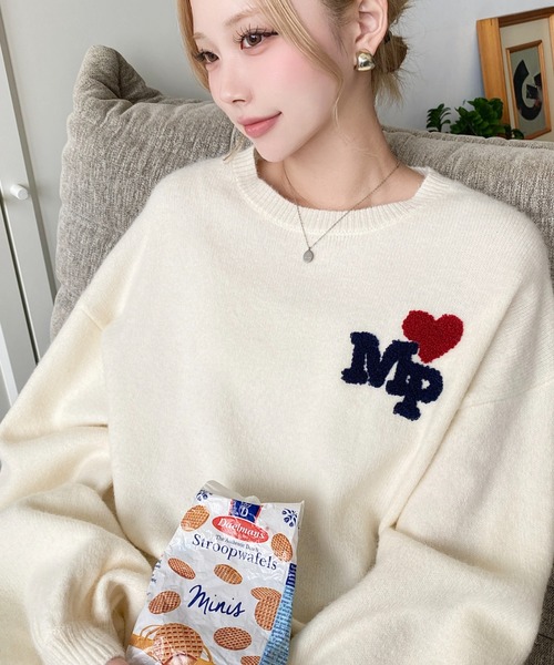 セール】ハートワンポイントロゴニットプルオーバー（ニット/セーター