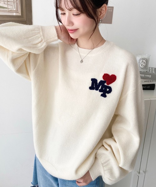 セール】ハートワンポイントロゴニットプルオーバー（ニット/セーター