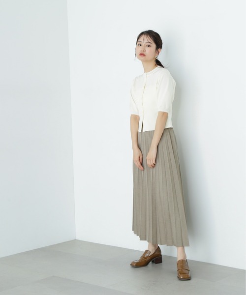 N.（N. Natural Beauty Basic）（エヌエヌナチュラルビューティーベーシック）の「ロングプリーツスカート（スカート・レディース・チャコールグレー/ベージュ・MEDIUM/SMALL）」の22枚目の写真