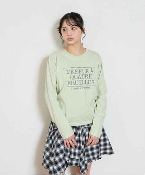 LOVETOXIC（ラブトキシック）の「【GOODPRICE】【綿100％】ロゴ刺しゅう長袖Tシャツ（Tシャツ/カットソー・キッズ・チャコール/ライトグリーン/ホワイト系その他/オフホワイト・S:140cm/M:150cm/L:160cm）」の4枚目の写真