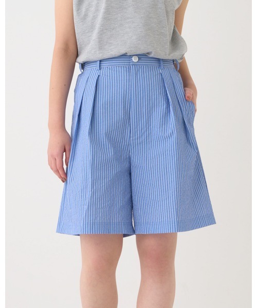 THOUSAND MILE（サウザンドマイル）の「【THOUSAND MILE】TUCK SHORT PANTS STRIPE タックショートパンツ ストライプ（その他パンツ・レディース・グレー系その他/ブルー系その他・FREE）」の6枚目の写真
