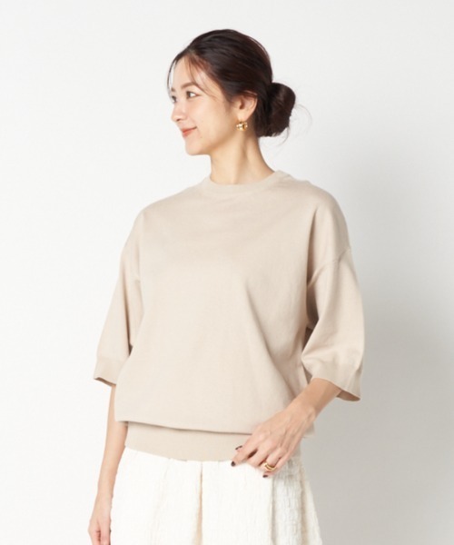 HELIOPOLE（エリオポール）の「HALF SLEEVE CREW NECK（ニット/セーター・レディース・グレー/ベージュ・38）」の2枚目の写真