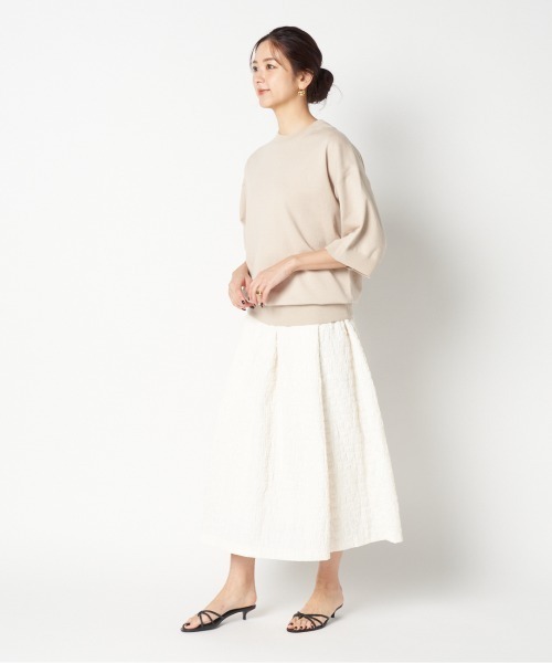 HELIOPOLE（エリオポール）の「HALF SLEEVE CREW NECK（ニット/セーター・レディース・グレー/ベージュ・38）」の12枚目の写真