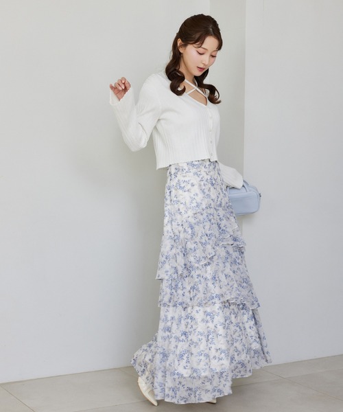one after another NICE CLAUP(ワンアフターアナザーナイスクラップ)の「【サイズ展開あり】ティアードロングスカート(スカート・レディース・オフホワイト/ブラック/ホワイト系その他/サックスブルー系・SMALL/MEDIUM)」の4枚目の写真