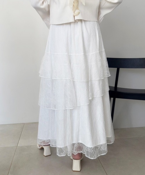 one after another NICE CLAUP(ワンアフターアナザーナイスクラップ)の「【サイズ展開あり】ティアードロングスカート(スカート・レディース・オフホワイト/ブラック/ホワイト系その他/サックスブルー系・SMALL/MEDIUM)」の10枚目の写真