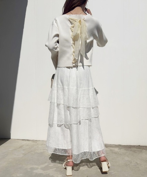 one after another NICE CLAUP(ワンアフターアナザーナイスクラップ)の「【サイズ展開あり】ティアードロングスカート(スカート・レディース・オフホワイト/ブラック/ホワイト系その他/サックスブルー系・SMALL/MEDIUM)」の16枚目の写真