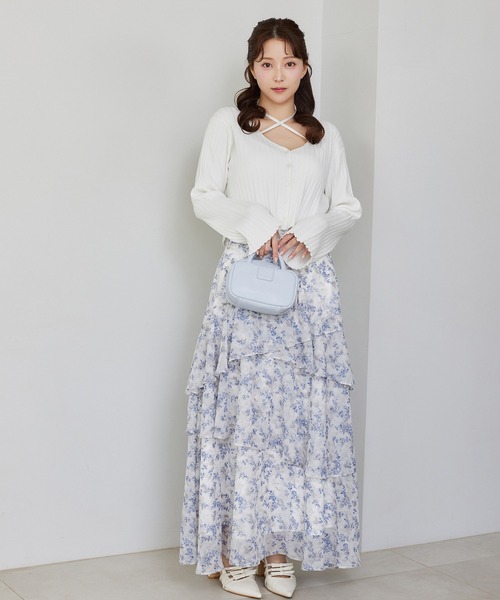 one after another NICE CLAUP(ワンアフターアナザーナイスクラップ)の「【サイズ展開あり】ティアードロングスカート(スカート・レディース・オフホワイト/ブラック/ホワイト系その他/サックスブルー系・SMALL/MEDIUM)」の5枚目の写真