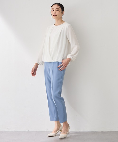 A/C DESIGN BY ALPHA CUBIC（エーシーデザインバイアルファキュービック）の「カシュクールカットソーブラウス（Tシャツ/カットソー・レディース・サックスブルー/ブラック/オフホワイト・M/L）」の16枚目の写真