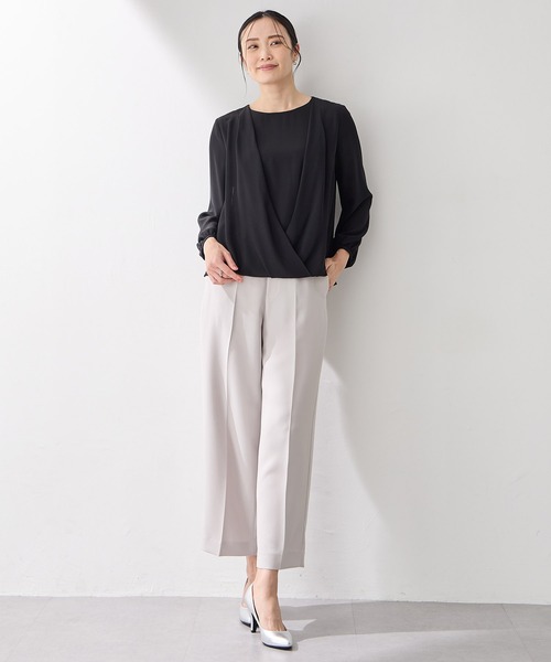 A/C DESIGN BY ALPHA CUBIC（エーシーデザインバイアルファキュービック）の「カシュクールカットソーブラウス（Tシャツ/カットソー・レディース・サックスブルー/ブラック/オフホワイト・M/L）」の18枚目の写真