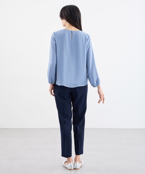 A/C DESIGN BY ALPHA CUBIC（エーシーデザインバイアルファキュービック）の「カシュクールカットソーブラウス（Tシャツ/カットソー・レディース・サックスブルー/ブラック/オフホワイト・M/L）」の8枚目の写真