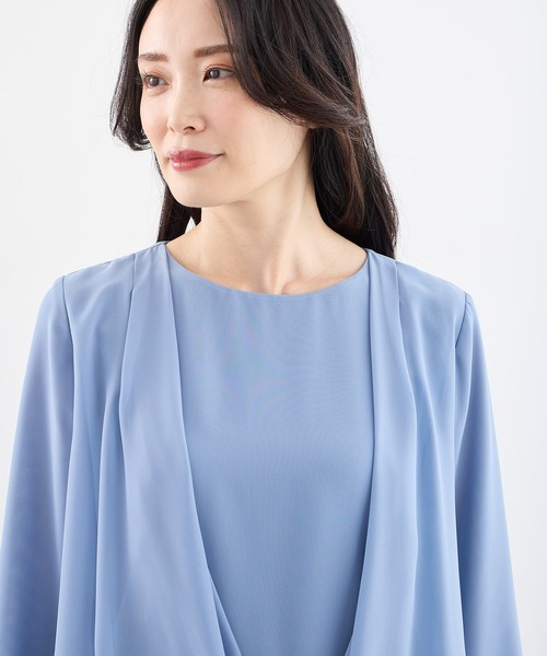 A/C DESIGN BY ALPHA CUBIC（エーシーデザインバイアルファキュービック）の「カシュクールカットソーブラウス（Tシャツ/カットソー・レディース・サックスブルー/ブラック/オフホワイト・M/L）」の10枚目の写真