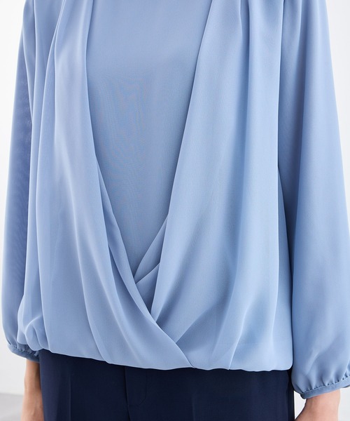 A/C DESIGN BY ALPHA CUBIC（エーシーデザインバイアルファキュービック）の「カシュクールカットソーブラウス（Tシャツ/カットソー・レディース・サックスブルー/ブラック/オフホワイト・M/L）」の11枚目の写真