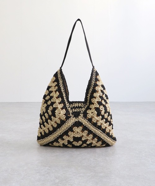 T・S・L（ティーエスエル）の「ペーパー配色クロシェワンショルダーバッグ（かごバッグ・レディース・ベージュ/オレンジ/ブラック・FREE）」の10枚目の写真