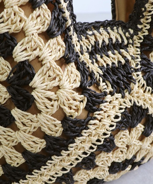 T・S・L（ティーエスエル）の「ペーパー配色クロシェワンショルダーバッグ（かごバッグ・レディース・ベージュ/オレンジ/ブラック・FREE）」の14枚目の写真