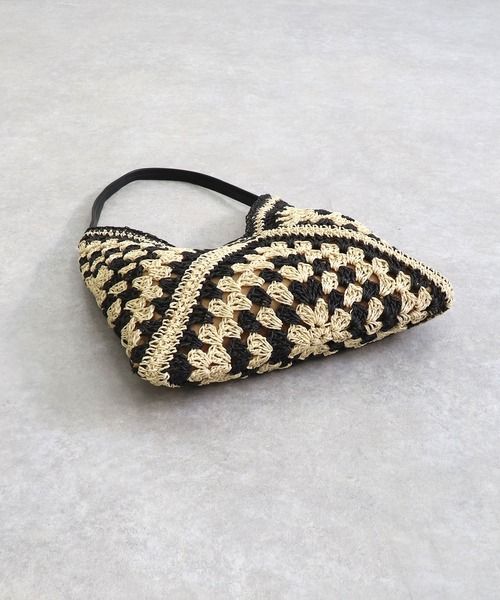 T・S・L（ティーエスエル）の「ペーパー配色クロシェワンショルダーバッグ（かごバッグ・レディース・ベージュ/オレンジ/ブラック・FREE）」の13枚目の写真