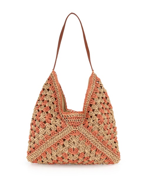 T・S・L（ティーエスエル）の「ペーパー配色クロシェワンショルダーバッグ（かごバッグ・レディース・ベージュ/オレンジ/ブラック・FREE）」の22枚目の写真