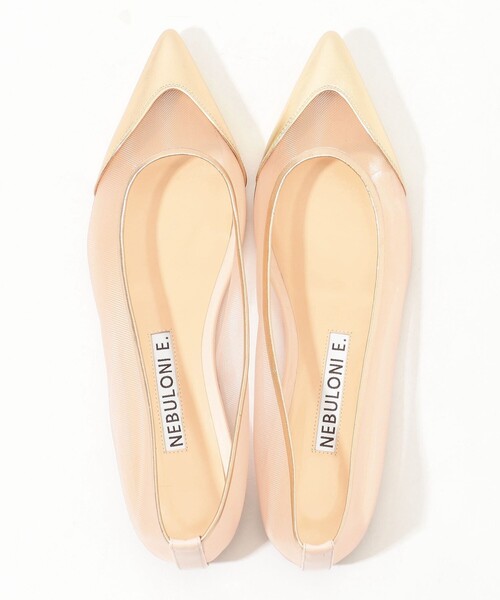 NEBULONIE E. MESH TULLE フラットパンプス　白　36.5 セール】NEBULONI E. MESH TULLE フラットパンプス（パンプス