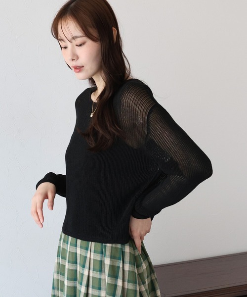 BLUEEAST（ブルーイースト）の「メッシュニット+タンクトップSET（ニット/セーター・レディース・アイボリー/ブラック/ベージュ・MEDIUM）」の15枚目の写真
