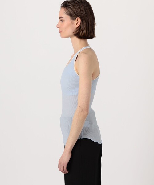 HAKUJI(ハクジ)の「HAKUJI Twist cotton asym TT(Tシャツ/カットソー・レディース・ライトブルー/ホワイト/ブラック・FREE)」の6枚目の写真