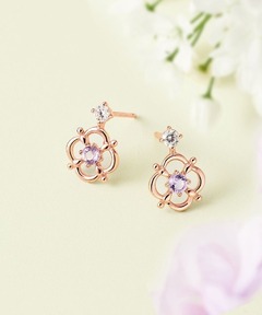 公式】【スワロフスキー】Una ドロップピアス, クローバー, ピンク
