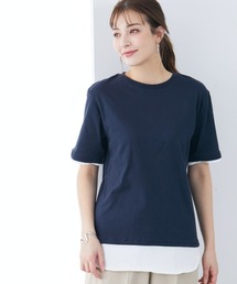 高身長 汗染みしにくい綿100%重ね着風チュニック(トールサイズ)