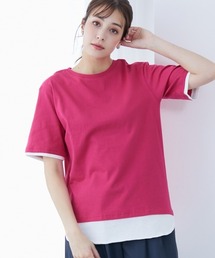 高身長　汗染みしにくい綿100％重ね着風チュニック（トールサイズ）