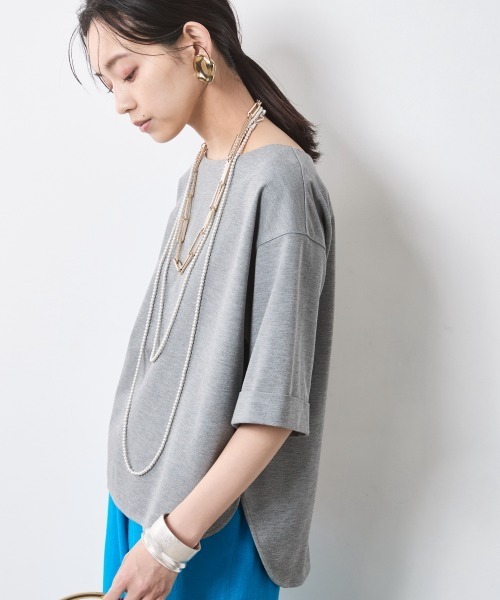 CHIC STYLE（シックスタイル）の「5分袖カットソープルオーバー＜大きいサイズ有＞シックスタイル（Tシャツ/カットソー・レディース・ブラック/グレー・M/5L/4L/3L/LL/L）」の21枚目の写真