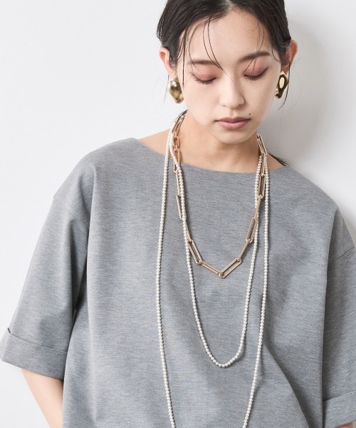 CHIC STYLE（シックスタイル）の「5分袖カットソープルオーバー＜大きいサイズ有＞シックスタイル（Tシャツ/カットソー・レディース・ブラック/グレー・M/5L/4L/3L/LL/L）」の20枚目の写真