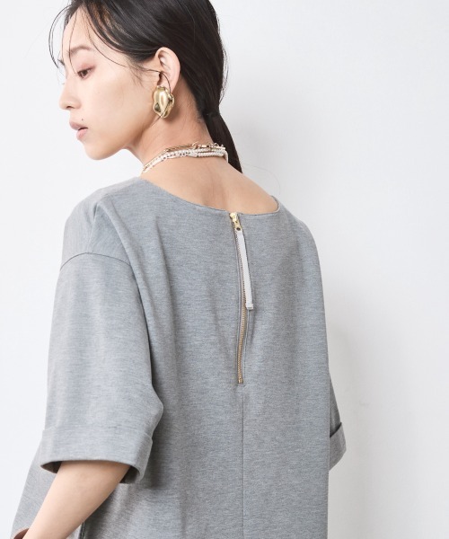 CHIC STYLE（シックスタイル）の「5分袖カットソープルオーバー＜大きいサイズ有＞シックスタイル（Tシャツ/カットソー・レディース・ブラック/グレー・M/5L/4L/3L/LL/L）」の6枚目の写真